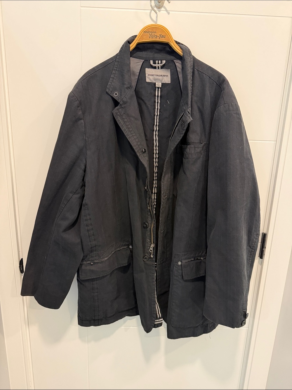 Johnston & Murphy Dark Gray Military-Style Field Jacket size XL